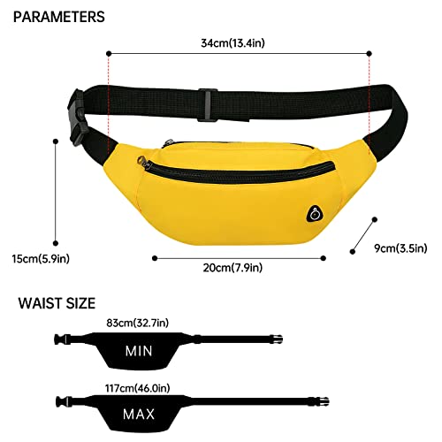 Long Keeper Waist Fanny Pack for Women Men Waterproof Bum Bag Dog Walking Running Hiking Waist Packs with Adjustable Belt for Sport Travel Outdoor B-Yellow - Image 2