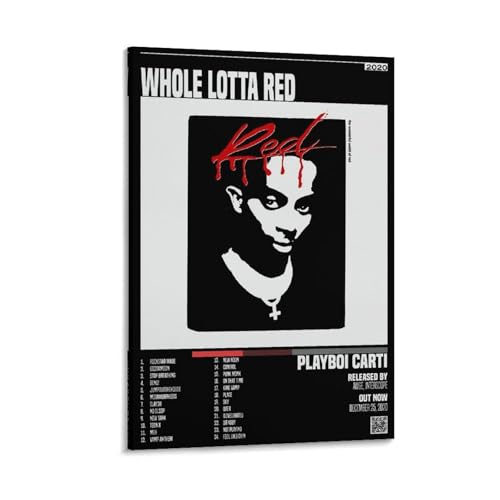 ZANLIART Playboi Carti - Whole Lotta Red Album Cover Canvas Print Music Poster for Room Aesthetic Frame:12x18inch(30x45cm)
