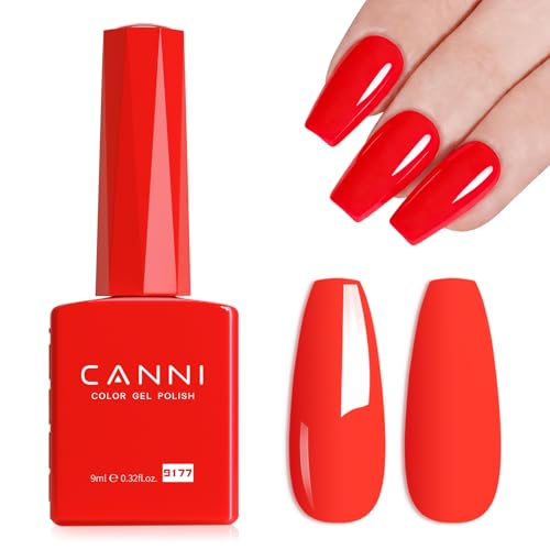 Image of CANNI 9ml Neon Orange Gel Nail Polish, High Gloss UV LED Soak Off Gel