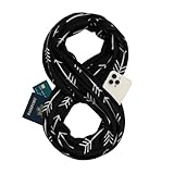 Women's Arrow Patterned Infinity Scarf with Zipper Pocket (Black)