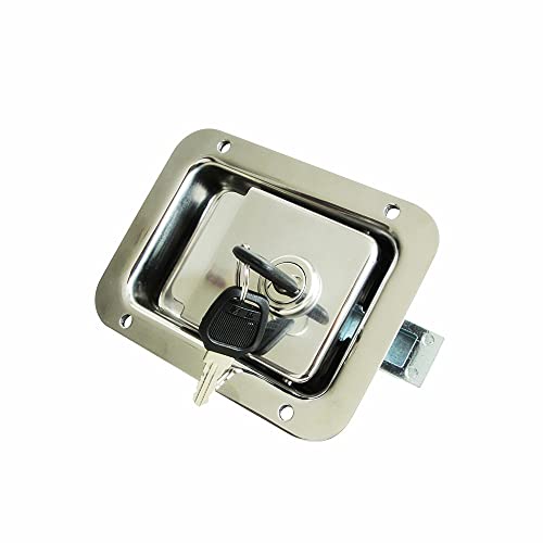 Wjskdq Matching Rv Truck Door Tool Box Lock Standard Flush Latch With Gasket Stainless Steel Paddle Handle Locking Latch With 2Pcs Keys For Caravan Truck Camp Motorhome Patrol Car 1Pc #TOP5