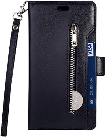 ZCDAYE Zipper Wallet Case for Huawei P20 Pro,Premium Magnetic Multi-functional Handbag Dual Folio PU Leather Stand Flip Case Cover with [Card Slots][Wrist Strap] for Huawei P20 Pro,Rose Gold