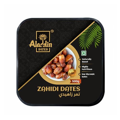 Image of Aladdin Dates Premium Dried Zahidi Brown Dates 500 gram, Khajur /Khajoor Dry Fruits, Energy Booster, High Fibre, Soft & Juicy, Healthy Snacks