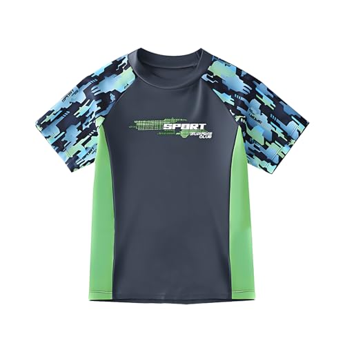 Costume Bambino Mare, Maglia Anti UV Bambino, T-Shirt da Nuoto, ST03 (IT, età, 4 Anni, 5 Anni, Regular, Grigio)
