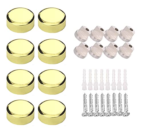 Image of Mirror Clip Mirror Hanging Hardware Mirror Holder Clips Metal Round Mirror Mounting Clips 8Pcs Zinc Alloy Clips for 3-6mm Thick AZVALVOL (Golden, 8)