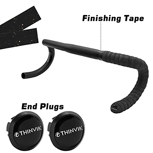 Thinvik Eva Cork Bike Handlebar Tape–Environmental Bicycle Bar Tape, Anti-Slip Cycling Handle Wraps,Sweat-Absorbent Bicycle Handle Bar Tape Comfortable Grip For Road Bike Cycling-2 Rolls (Black) #TOP2