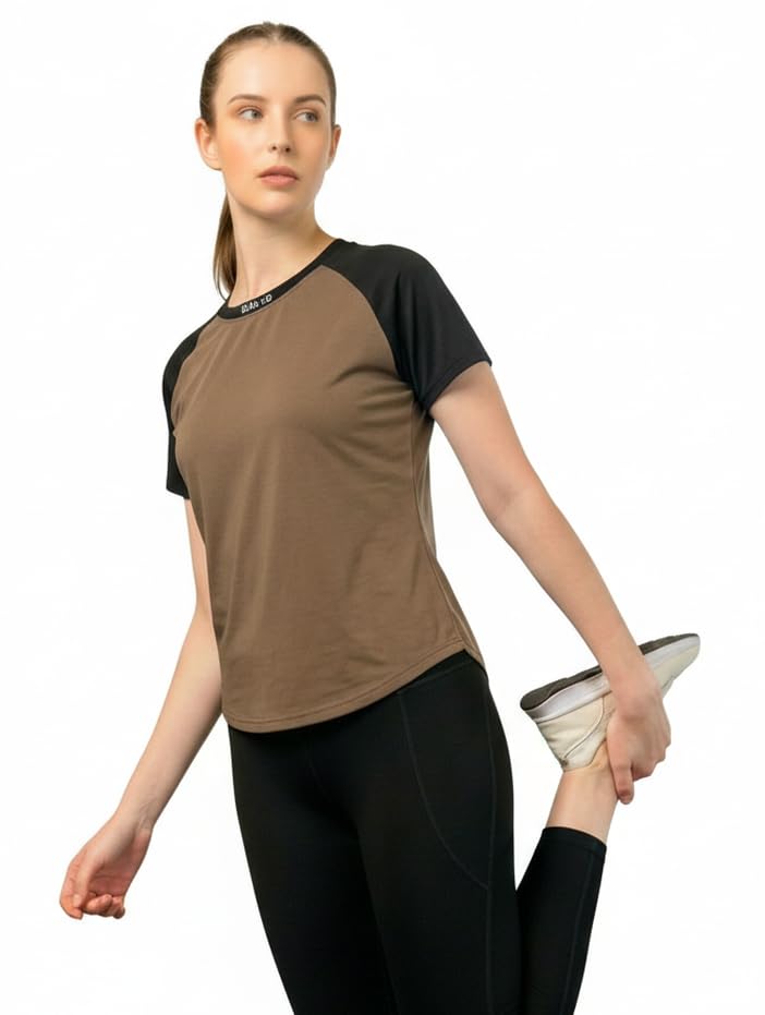 Gym T Shirt for Women Workout, Cotton Blend, Half Sleeve, Round Neck, Comfortable, Breathable, Light Weight (Pack of 1)