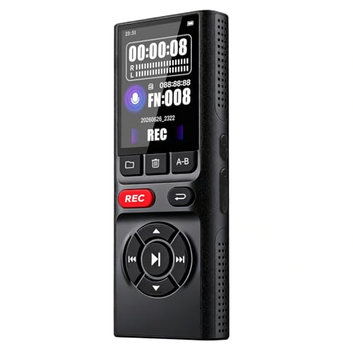 64GB Jaswill Digital Voice Recorder with Playback Long Battery 2-inch Screen MP3 Audio Recording for Meetings Lectures and Interviews Portable USB Recording Device with Voice Activation