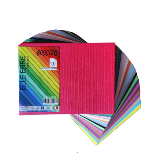 Image of BRUSTRO Elle Erre Coloured Card Stock Craft Paper A6 Size, 220 GSM Assorted Colour, Pack of 20 Shades (Both Bright & Soft Mixed) X 5 Sheets (Total 100 Sheets)