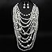 Thkmeet Gatsby 1920s Multilayer Faux Pearl Necklace Long Sweater Chain Necklace Earrings for Women Vintage Bridal Jewelry Set