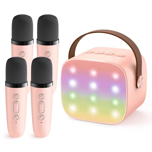 Image of YLL Upgraded Mini Karaoke Machine with 4 Wireless Microphones Toy for Kids, 2026 Top Birthday Gifts for Girls Boys, Portable MP3 Player for Ages 3, 4, 5, 6, 7, 8, 9, 10, 11, 12+ Year Old Party (P-Ink)