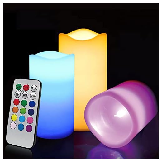 ILEEDear Vela Led RGB, velas de cera real de 12 colores con función de temporizador, velas led con pilas, velas led efecto llama, velas decorativas Navidad, vela halloween (juego de 3)