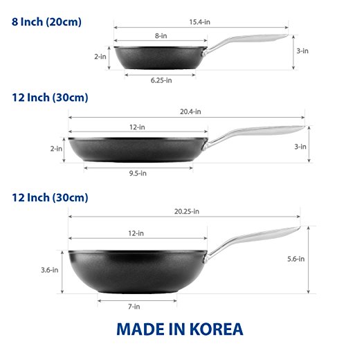 Techef - Onyx Collection 12-Inch Nonstick Frying Pan Skillet, Pfoa-Free, Dishwasher Oven Safe, Stainless Steel Handle, Induction-Ready, Made In Korea (12-Inch) #TOP5