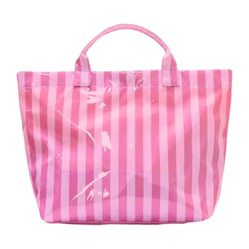 Sac étanche femme rayé cabas fourre-tout de plage rose avec bandoulière