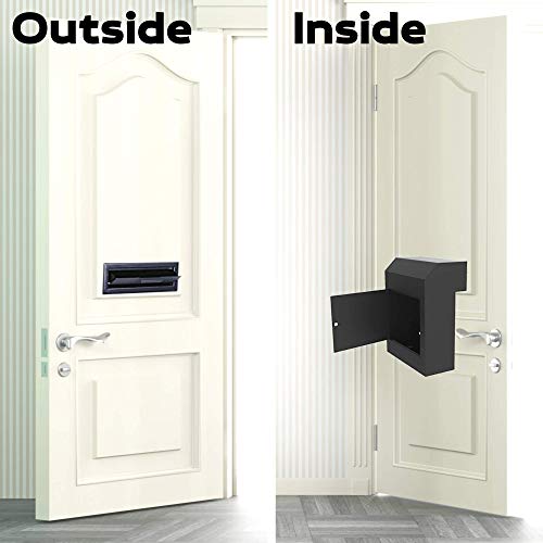Pochar Door Drop Box For Mail, Rent, Deposit, And Night Key - Through The Door Locking Steel Mailbox With Rear Access (Black) #TOP6