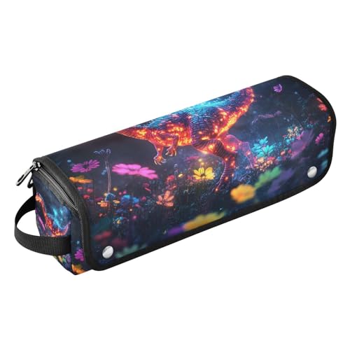 Bolsa de viaje para herramientas de cabello con tapete para plancha y accesorios para planchas, rizadores y alisadores, color Burgundy Dinosaur