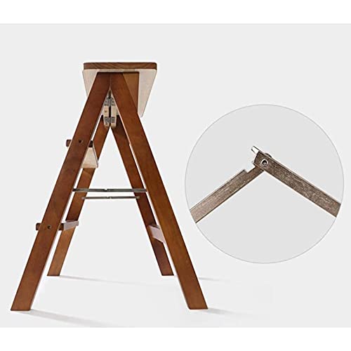 Taburete plegable portátil para cocina con escalones de madera 5