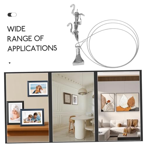 Image of OSALADI 2set Adjustable Picture Hanging Kit Wire Hooks for Frames Mirrors Decorative Items Wall Mounting Hardware for Home Decor