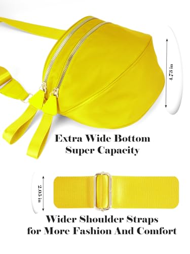 Image of Pure Colour Crossbody Bag Bum Bag for Women,Spacious Purse Fanny Packs Belt Bag,Oversized Bum Bag (Colour Bum Bag-Yellow)
