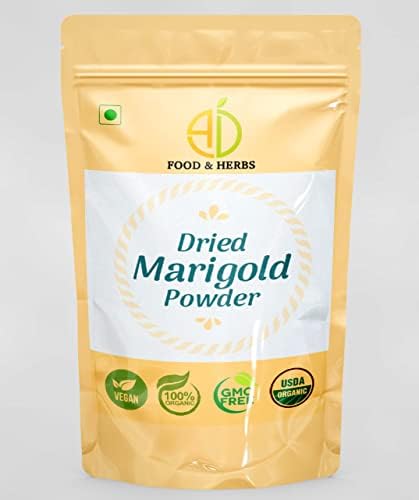 A D Food & Herbs Organic Marigold Powder/Genda Flower Powder for Homemade Lattes, Tea Blends, Bath Salts, Bath Bombs, Face Packs & Body Packs (100 Gms x pack of 1)