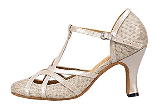 TDA Women's T-Strap Glitter Synthetic Salsa Tango Ballroom Latin Party Dance Shoes2
