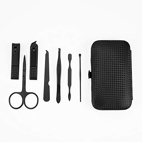 ZyyWoo Manicure Pedicure Kit Nail Clippers Professional Grooming Kit Nail Tools with Case Set of 7(black)