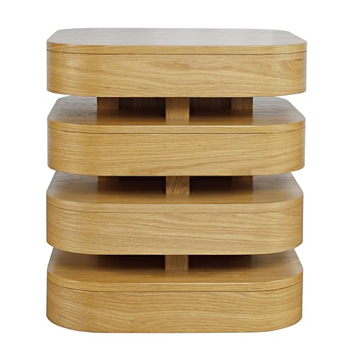 Jofran Brix Mid-Century Modern Layered Square End Table, Wood Side