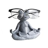 CYKDLZGT Frog Eyeglasses Holder, Meditating Zen Lotus Pose Figurine, Cute Decorative Glasses Stand for Desk Nightstand Display