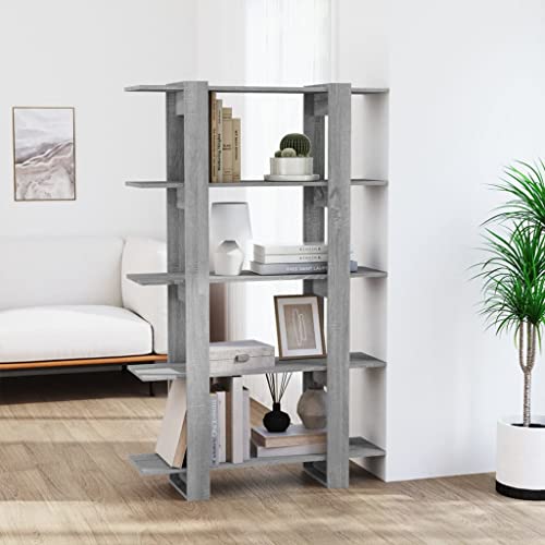 Estantería estrecha de madera gris Sonoma con diseño moderno estable 3