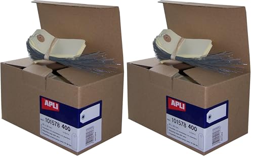 Étiquettes américaines crème Apli 80x38 mm en carton bristol avec fil de fer