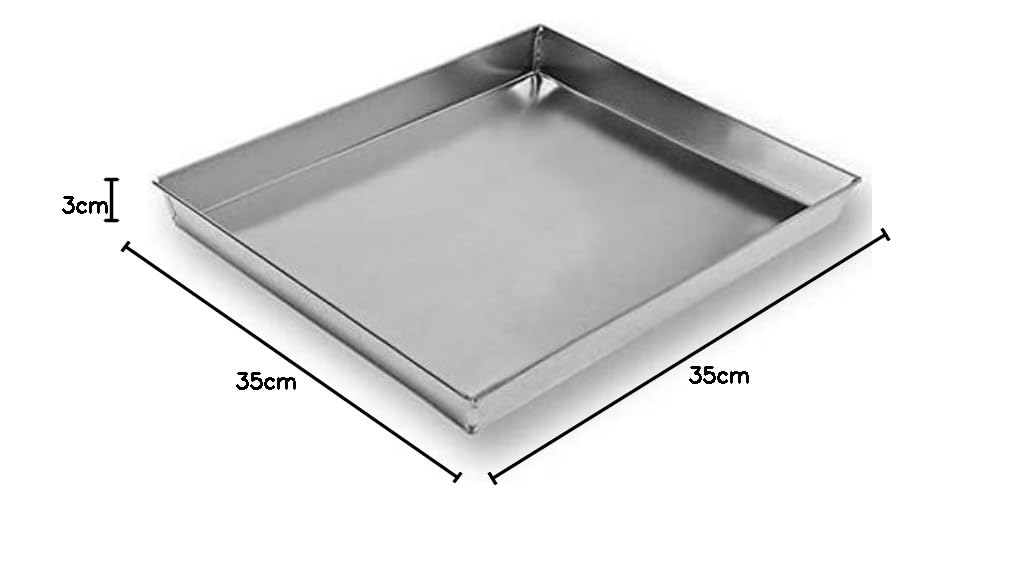 G.T. INOX Teglia quadrata in alluminio puro 35x35 bordo svasato h. 3 cm