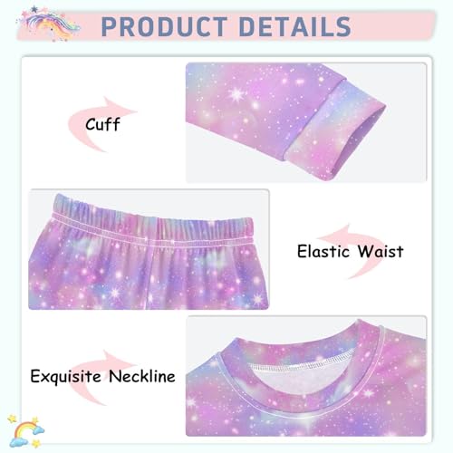 ALAZA Purple Sky Starry Galaxy Nebula Pajamas Long Sleeve Sleepwear 2-Piece Pajama Set4