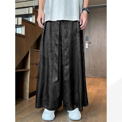 HZCX FASHION Mens Womens Baggy Relax Wide Leg Palazzo Pant Dragon Satin Kung Fu Slacks Casual Trousers Lightweight Yoga Pants2