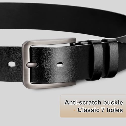 Image of maikun Mens Casual Dress Belt, Mens Leather Black Belt, Casual Wear Jeans Pants