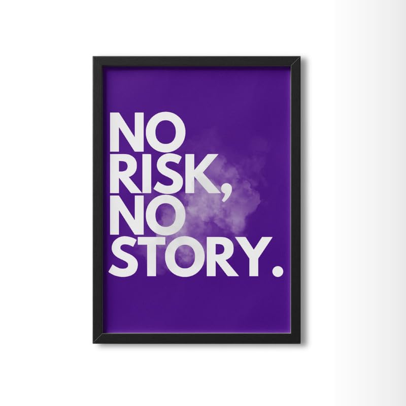 Image of Wall Framed Posters | 8x12 inch size | Motivational Quotes Posters |Inspirational inchNo Risk No Story inch Motivational Photo Frame - Desk & Wall Decor, Office & Home Inspirational Quote Frame