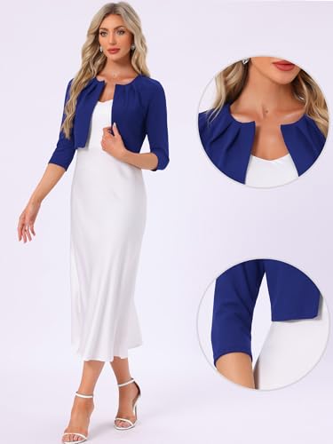 Cárdigan corto mujer casual de negocios Allegra K chaqueta bolero manga 3/4 toreras frente abierto 3
