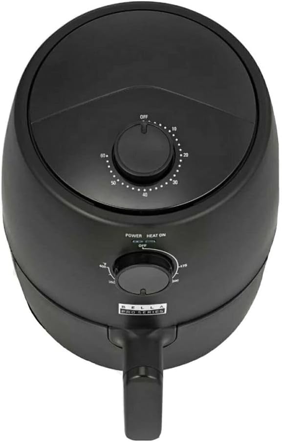 Top view of the BELLA 2 Quart Air Fryer showing control dials