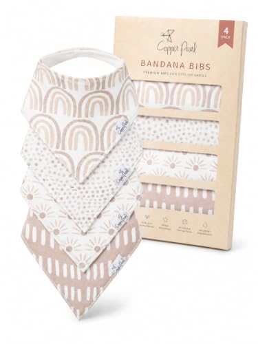 Image of Copper Pearl Baby Bibs 4 Pack & 6 Pack, Bandana Drool Bibs for Baby Girl & Boy, Soft Cotton Bibs for Drooling and Teething