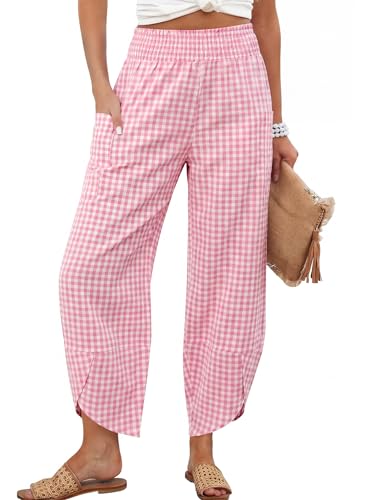 Image of ANRABESS Womens Wide Leg Palazzo Capri Pants 2026 Summer Casual High Waisted Barrel Lounge Flowy Cropped Beach Work Trousers