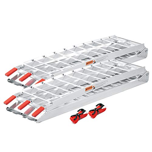Wiltec Lot de 2X Rampe de Chargement Pliable 2260 x 305 mm – capacité de Charge Max. 1360 kg – Profil à tiges – en Aluminium – Rampe d'accès...