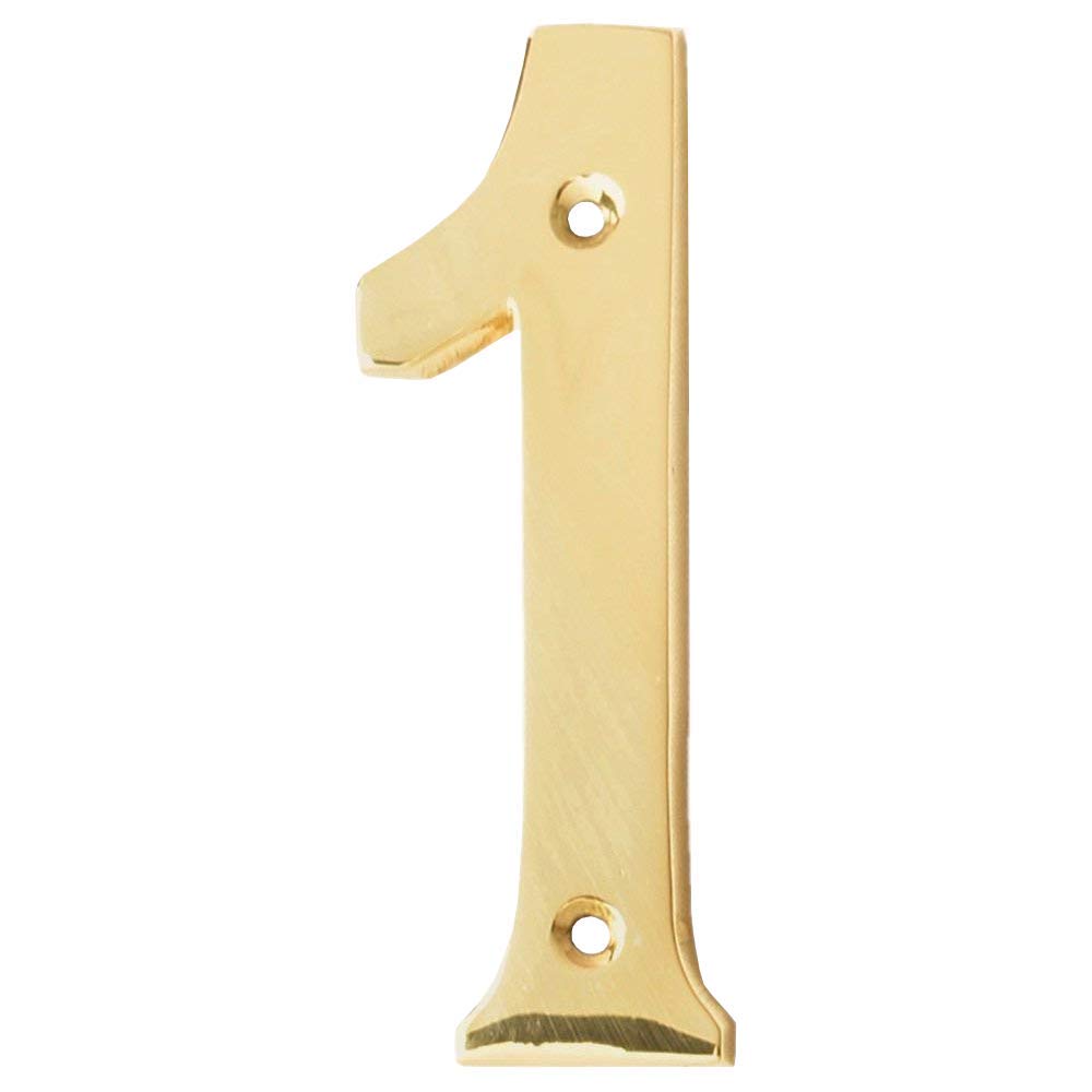 Motif 4-Inch Solid Brass Lacquered Polished Outdoor Decor Mailbox Numbers House Numbers For Outside House Numbers Address Sign For Door (Number 1)