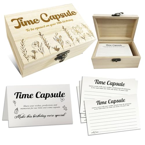 Dwsiplytg Baby Time Capsule Box 1st Birthday, Time Capsule Cards For First Birthday Party Games, Time Capsule Cards For Guests, 1st Birthday Keepsake Activities, Baby Shower Game