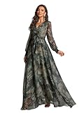 Womens Summer Dresses,Floral Patterns Vintage Elegant Cocktail Long Sleeve Boho Casual Maxi Wedding Guest Dresses for Women