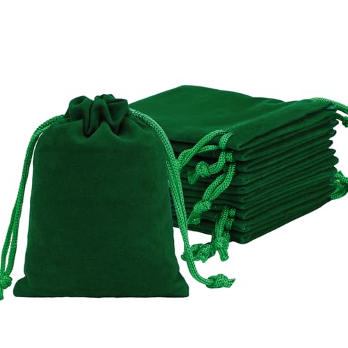 Shintop 10pcs Velvet Drawstring Bags, 8x10cm Velvet Pouches for Jewelry Gift Packaging,for Christmas Party Gifts(Green)