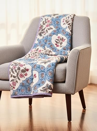 Image of 3-Layered Pure Cotton Reversible Dohar for Single Bed 60 x 90 Inches | Super Soft Lightweight AC Blanket /Quilt | All-Season Comfort & Washable Printed Cotton Dohar (Pack of 1) - Design 1