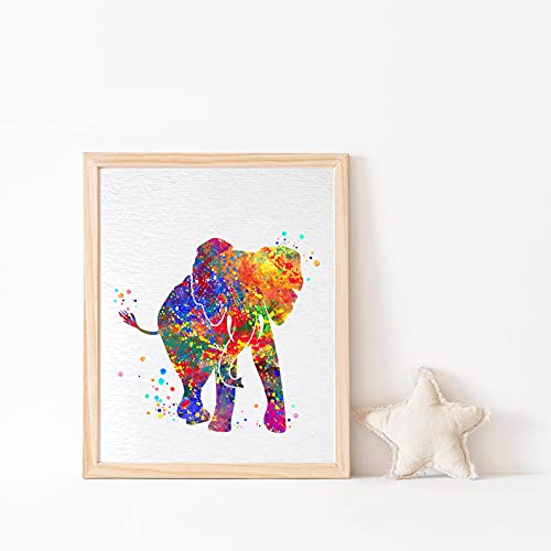 Dignovel Studios 13X19 Unframed Baby Elephant Safari Animal Nature Peach Love Watercolor Art Print Wall Art Poster Nursery Decor Home Bedroom Baby Shower N084 #TOP2