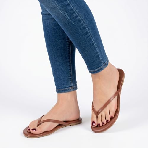 Image of mazeskin Women's Memory Foam Comfortable Flat Thong Sandals Dressy Summer Beach Leather Slide Flip Flops
