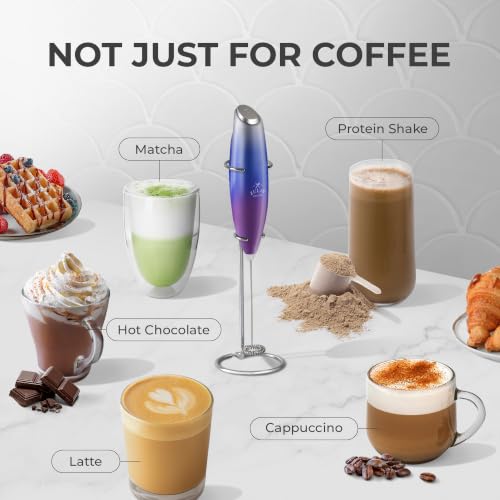 Image of Zulay Kitchen Powerful Milk Frother Wand With Duracell Batteries - Ultra Fast Handheld Drink Mixer - Electric Whisk Foam Maker for Coffee, Lattes, Cappuccino & Matcha - Z1 Motor - Firework