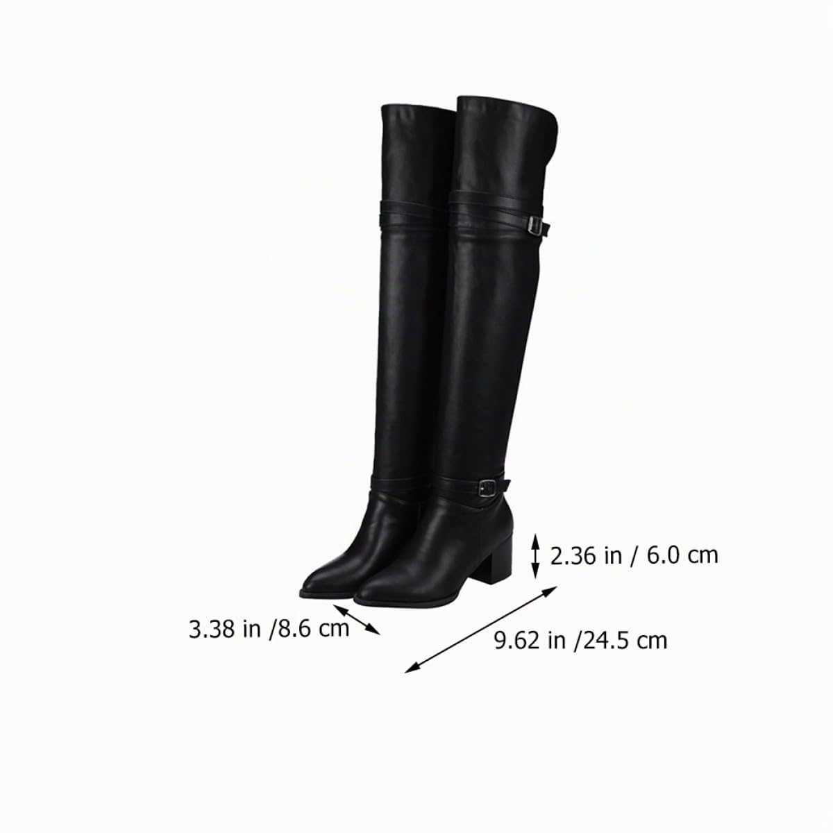 ORFOFE Botas Altas Muslo para Mujer en Color Negro Tacón Alto, Material Pu y Suela de Goma, Diseño de Moda para Otoño E Invierno Función de Mantener el Calor y Resistencia al Desgaste