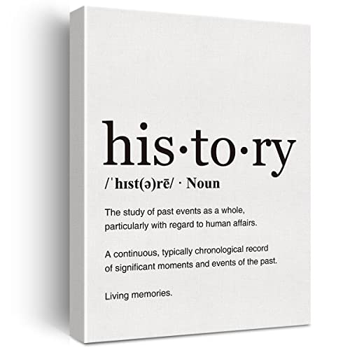 History Definition Print Canvas Wall Art Office Decor Modern Painting 12X15 Dictionary Poster Framed Ready To Hang Artwork History Teacher Gifts #TOP2